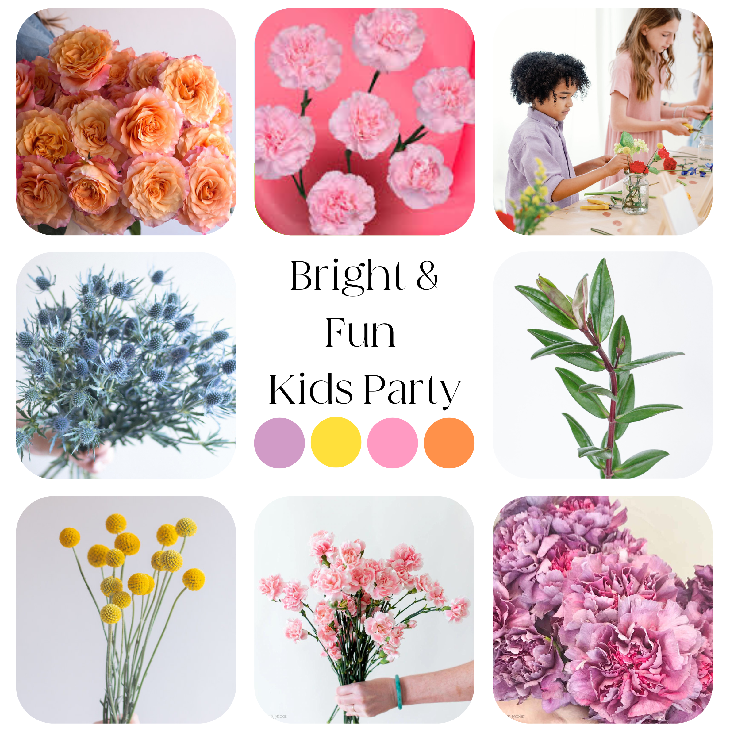 bright and fun kids flower party kit