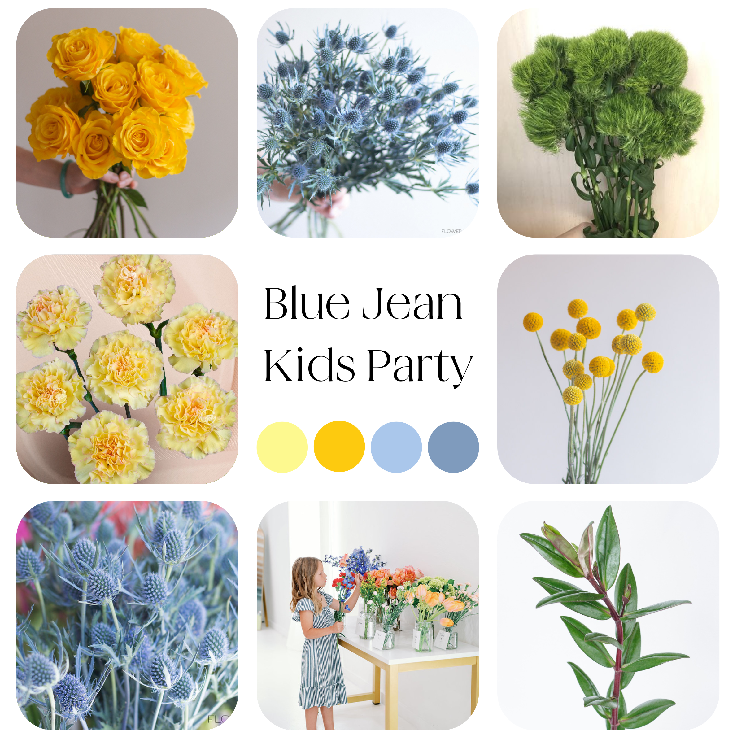 blue jean kids flower party kit